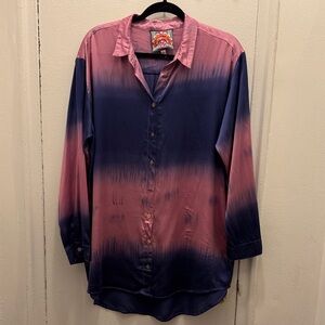 Johnny Was Pink and Purple Silk Button Down